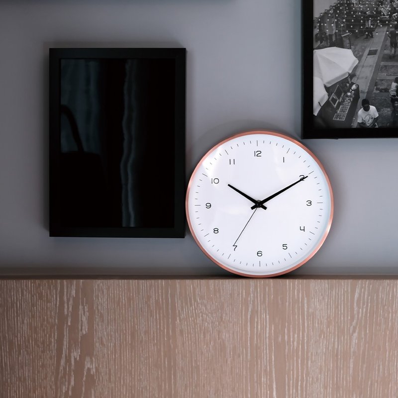 【CarryPlus】10-inch textured metal wall clock-classic Rose Gold - Clocks - Other Metals Gold