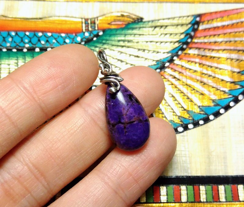 Shu Yi Shi stone silver wrapped around the fall - Necklaces - Gemstone Purple