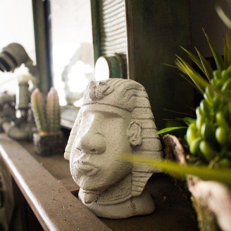 Shu MUSE Egypt Moai Handmade Gift Decoration Gift Decoration Cement Moai Design Office - ของวางตกแต่ง - ปูน สีเทา