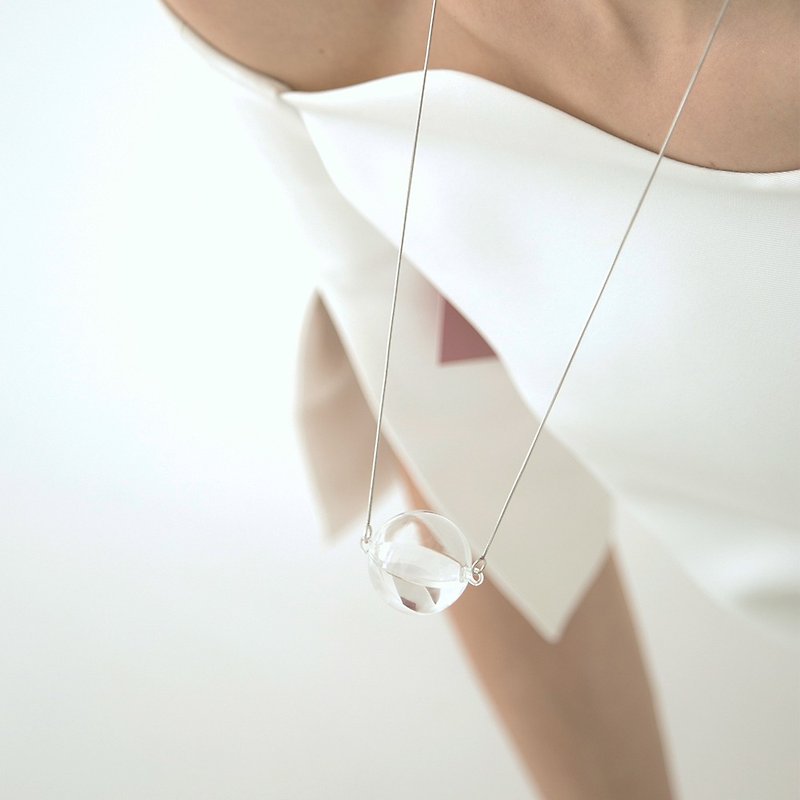 Ana necklace Droplet gems Minimal design - สร้อยคอ - แก้ว ขาว