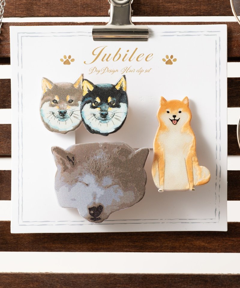 ヘアクリップ 3点セット 動物 犬 猫 鳥 アート デザイン Dog/08 - 髮夾/髮圈 - 其他金屬 多色