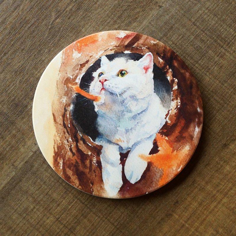 Ceramic Absorbent Coaster - Another Look at Maple - Coasters - Pottery Orange