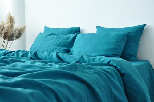 True Things Sea wave linen pillowcase / Blue pillow cover / Euro, American, Taiwan size