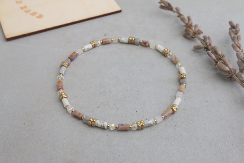 Purple jade natural stone agate brass bracelet (0592 rainbow sugar) - Bracelets - Gemstone Purple