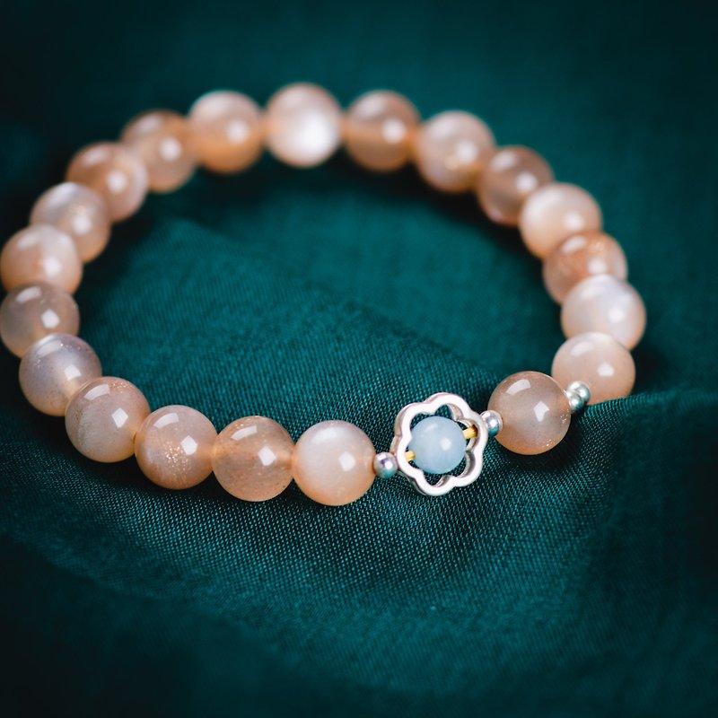Sunstone Bracelet, Aquamarine, 925 Sterling Silver Natural Gemstone Bracelet - Bracelets - Crystal Orange