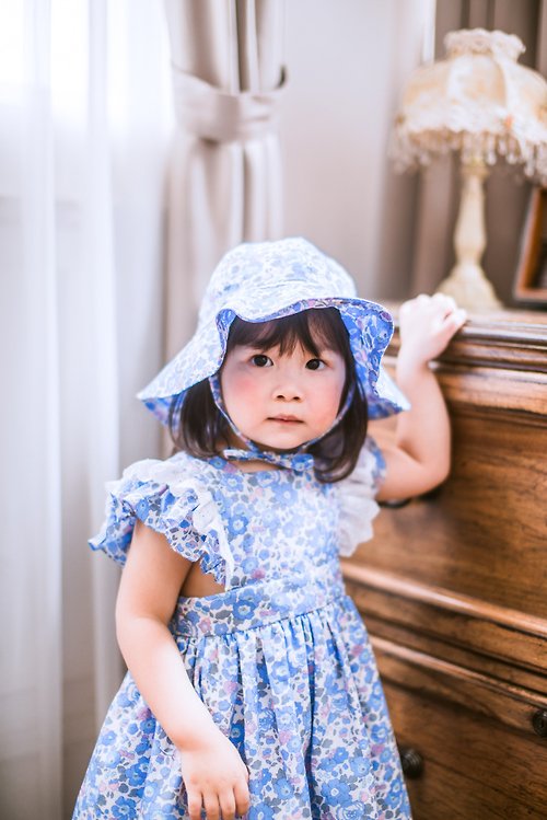 BOBO CHÉRIS 波波雪莉法式童裝 英國LIBERTY FABRICS女童有機棉法式寬緣蕾絲遮陽帽