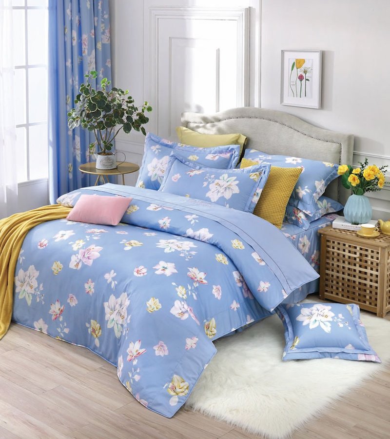 【R881 The Tale of Lily】100% Cotton Combed 60s, Comforter - Bedding - Cotton & Hemp Blue