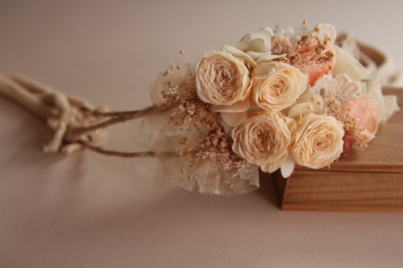 嬰兒頭帶 寶寶頭帶 嬰兒頭飾 頭飾 彌月禮物 彌月頭飾 百日宴頭飾 - 嬰兒帽子/髮帶 - 棉．麻 卡其色