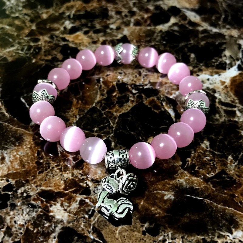 Stone+925 sterling silver bracelets - Bracelets - Glass Pink