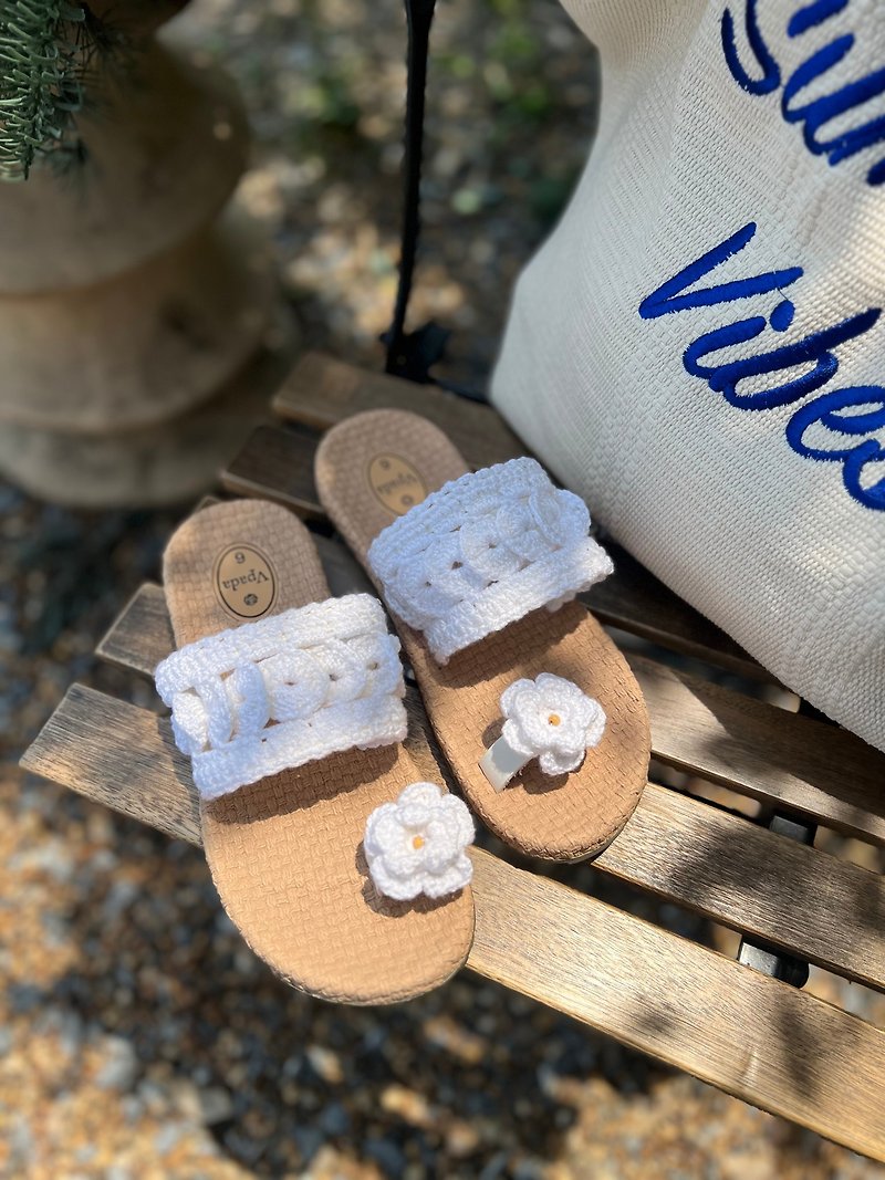 Sandals handmade with cochet - Slippers - Waterproof Material Khaki