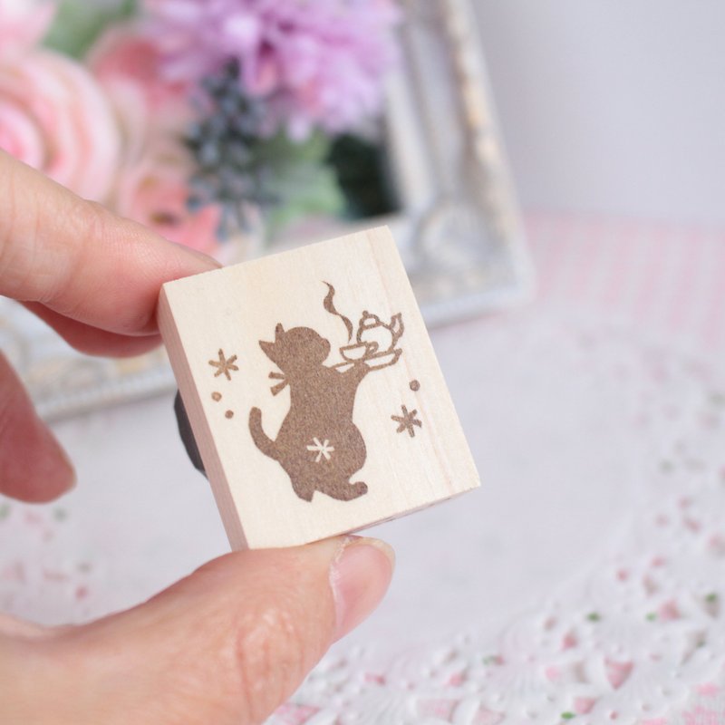 Tea time kitten stamp tea - Stamps & Stamp Pads - Rubber Transparent
