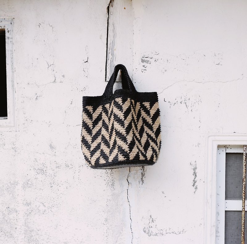 [Customized] Handmade hand-woven/ Linen tote bag/shopping bag/lunch bag/ Linen bag - Handbags & Totes - Cotton & Hemp Brown