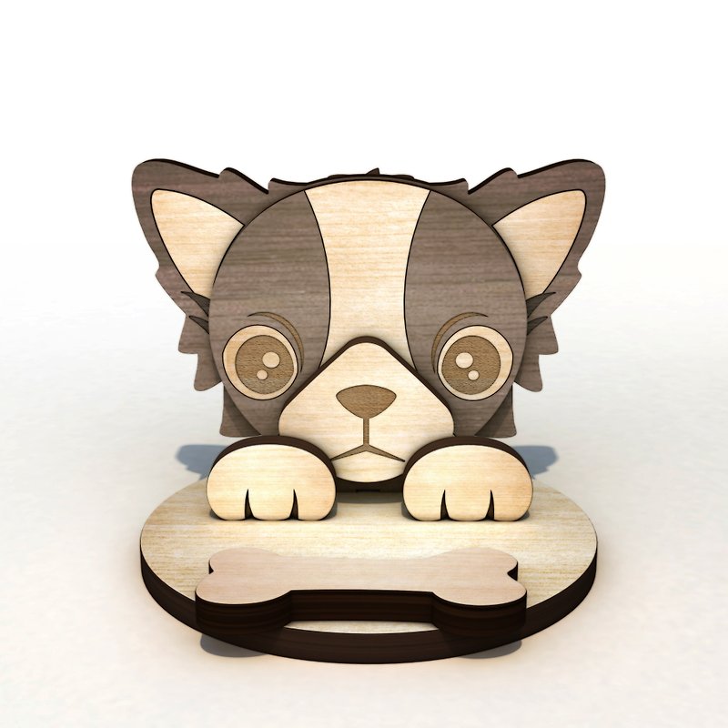 Coffee long-haired Chihuahua mobile phone/tablet/business card holder + hub memo clip custom lettering, exchange gifts