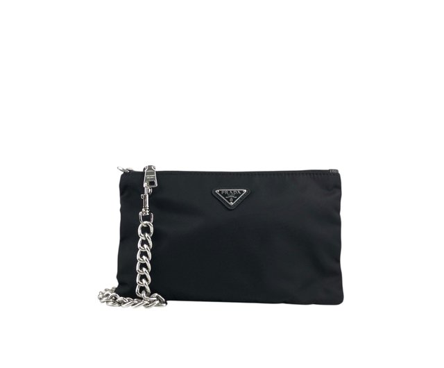 オールドPRADA　ポーチ PRADA プラダ ポーチ ブラック トライアングルロゴ ナイロン