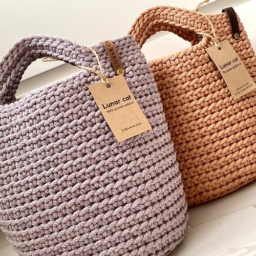 LunarCat PDF PATTERN Crochet Tote Bag M size, Bag Pattern Crochet, Cute Tote Bag