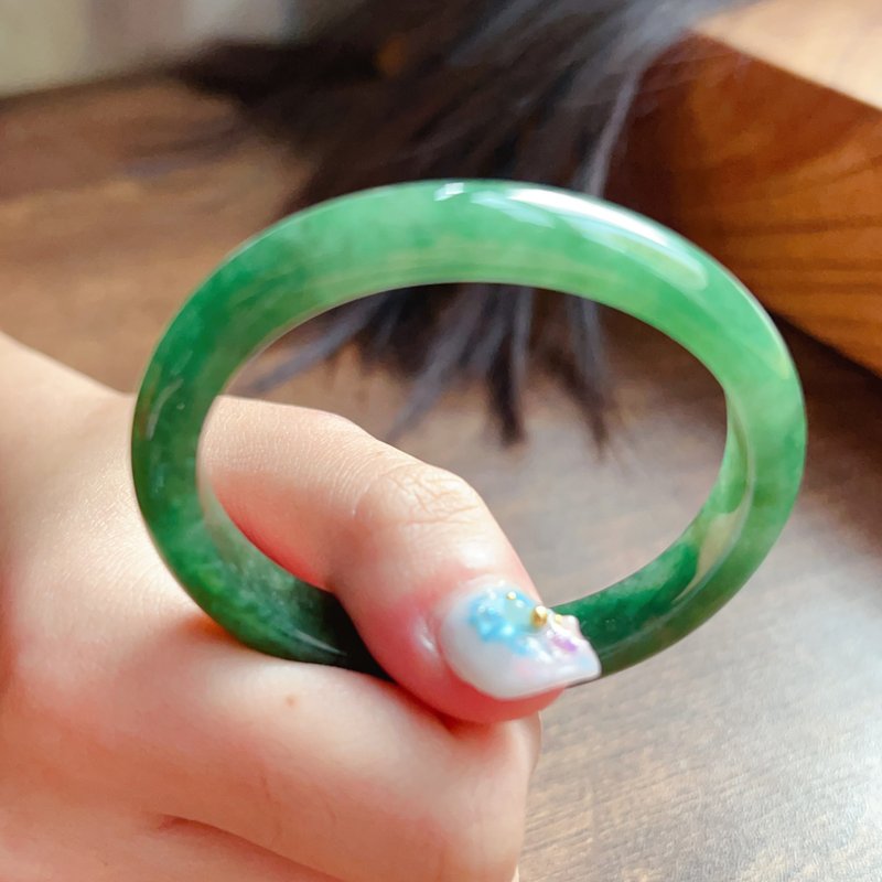 Bingzhong Laokeng green jade concubine bracelet | 16 girth | Natural Burmese jade jade A goods | Gift giving - Bracelets - Jade Green