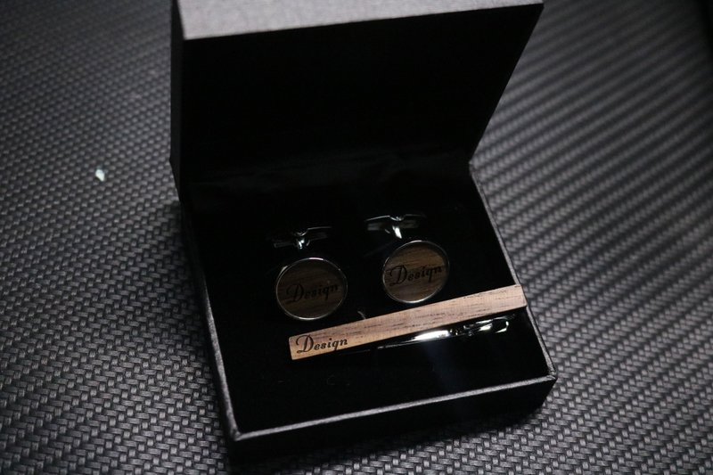 New Year gift Limited Edition walnut Cufflinks tie clip set gift box set free le - Ties & Tie Clips - Wood Brown