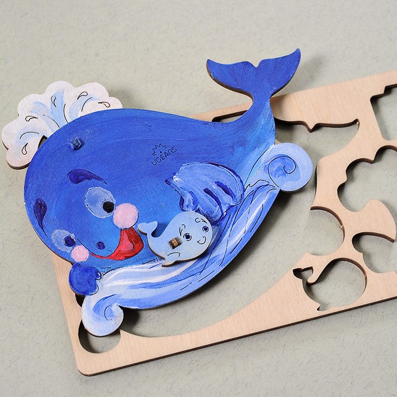 /Ugears/ Ukrainian wooden model coloring little whale - งานไม้/ไม้ไผ่/ตัดกระดาษ - ไม้ สีกากี