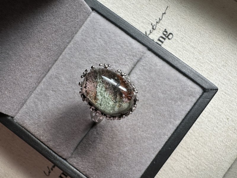千層紫綠幽靈水晶 s 925 銀 - 戒指 - 水晶 