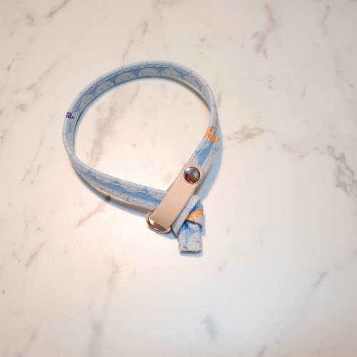 Michu Pet Collars #美珠手作 貓 項圈 水藍 波浪 海鷗 不規則 日本純棉+植鞣皮 貓咪 雙面設計 吊牌 鈴鐺