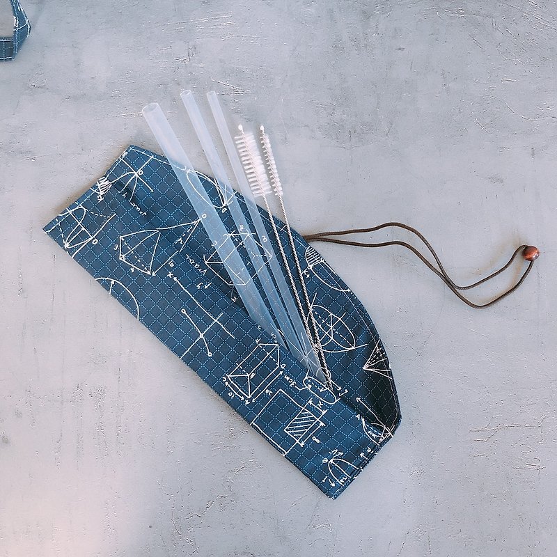 [With Wenqing geometry storage bag] SGS certified biomedical grade Meiji environmental protection straw 5 piece set - Reusable Straws - Other Materials 