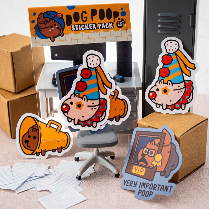 Dog Poop Sticker Pack Season 5 | Waterproof vinyl sticker pack - 貼紙 - 其他材質 橘色