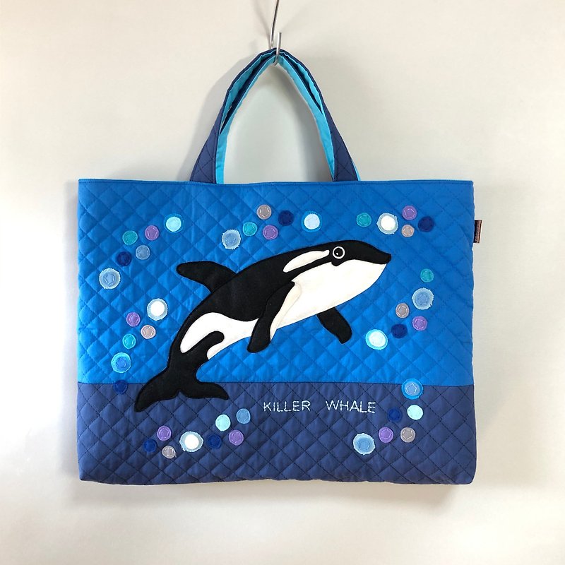 Picture book bag killer whale blue dark blue quilting - Other - Cotton & Hemp Blue