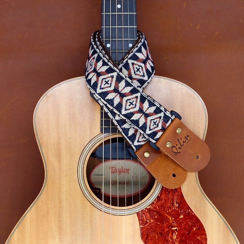 三角織りギターストラップ - ギター・楽器 - 革 ブラック