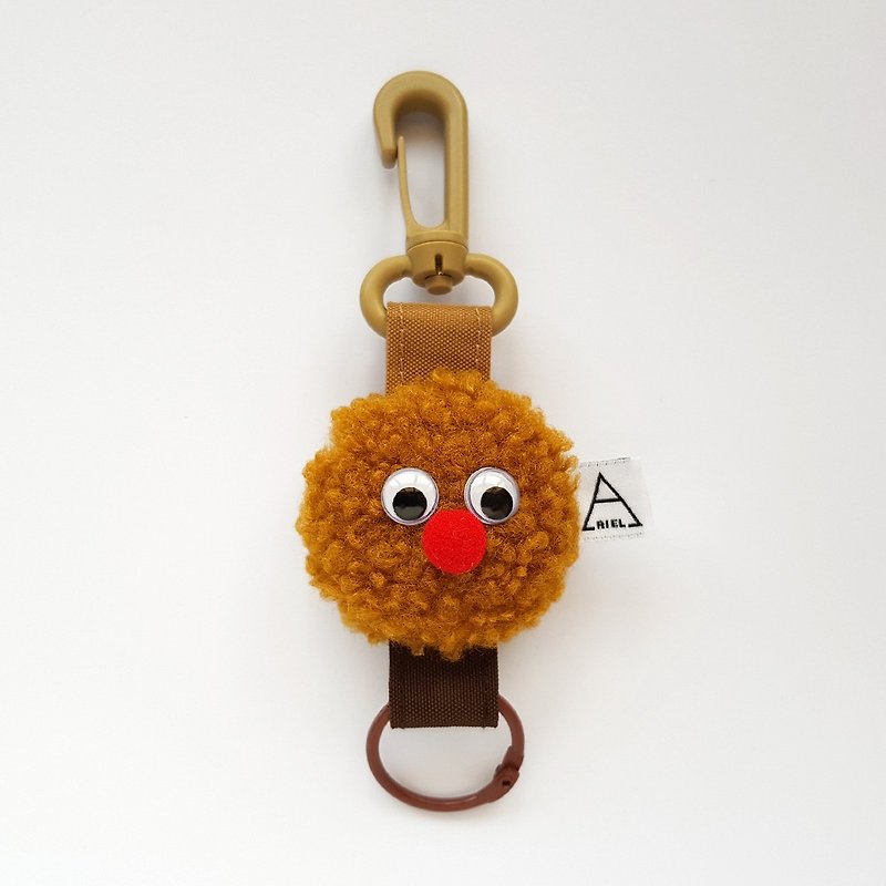 Caramel squeaky squeaky furry little elf mouth gold pencil case/hanging key ring - Keychains - Wool Brown