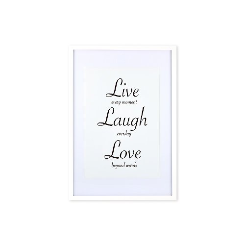 iINDOORS英倫家居 裝飾畫相框 Cursive Quote Live Laugh Love 白色框 63x43cm
