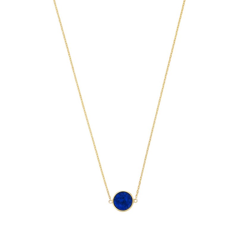 ROCA MINI ROUND LAPIS LAZULI NECKLACE_GOLD - 項鍊 - 純銀 藍色