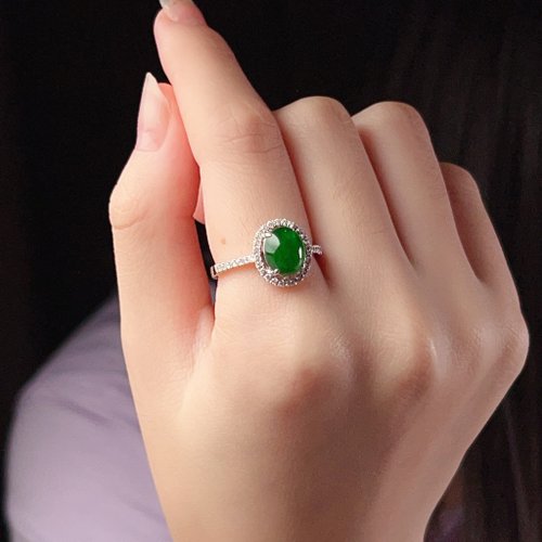 瓔珞珠寶盒 E.L.Jewelry Box 冰種帝王綠翡翠蛋面戒指 18K金鑽石 | 天然緬甸玉翡翠A貨 |送禮