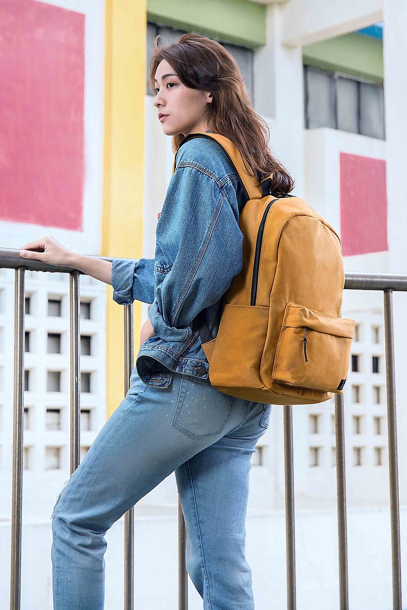 Earth Turmeric • Warm Color Canvas Backpack Backpack Backpack Schoolbag Daily Men's and Women's Recommendation SYE - กระเป๋าเป้สะพายหลัง - ผ้าฝ้าย/ผ้าลินิน สีเหลือง
