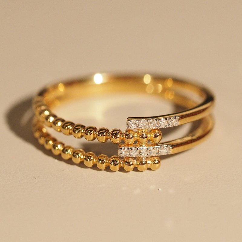 18K Gold Diamond Tweed Ring - แหวนทั่วไป - เครื่องประดับ 