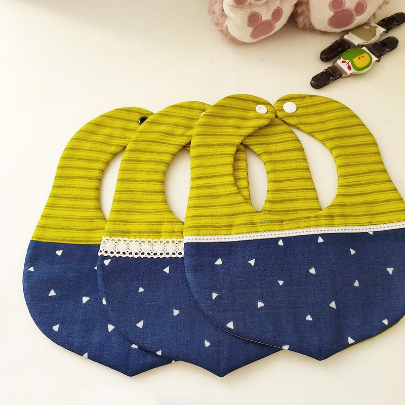 Mustard x small triangle - handmade saliva towel / bib / moon gift box - Bibs - Cotton & Hemp Multicolor