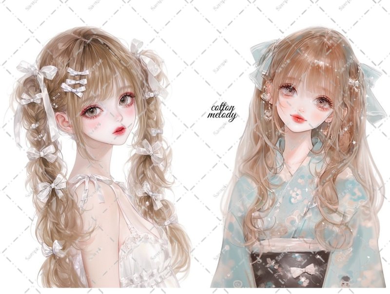 original sticker no.5854 人物ステッカー オリジナルステッカー 人物ステッカー 女の子ステッカー オリジナル人物ステッカー - 貼紙 - 紙 