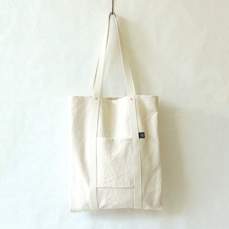 M/S Tote M [Generation] (VC-46M) - กระเป๋าถือ - ผ้าฝ้าย/ผ้าลินิน ขาว