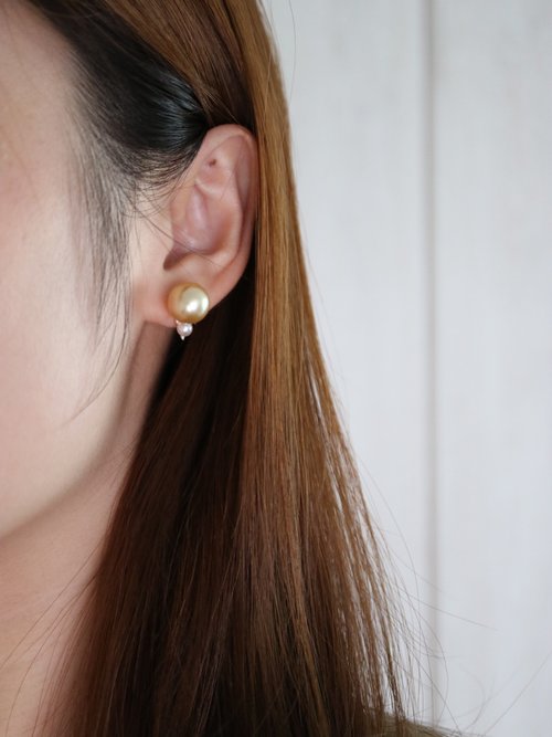 KOKO PEARL JEWELRY 日本製 akoya珍珠 南洋金珠 珍珠耳釘 18k金鑲鑽耳釘 珍珠耳環