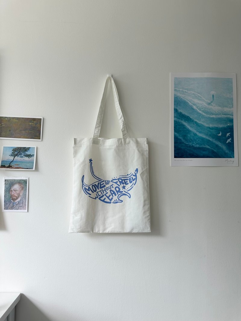 *限時預購* 送同購海洋生物貼紙*海龜飛飛・防潑水手提包 Tote Ba - 手提包/手提袋 - 尼龍 白色
