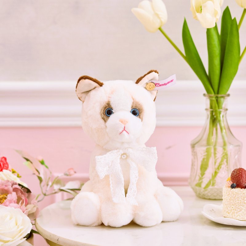CANDY BEAR 無辜小白貓 22cm - 公仔/玩偶 - 聚酯纖維 白色