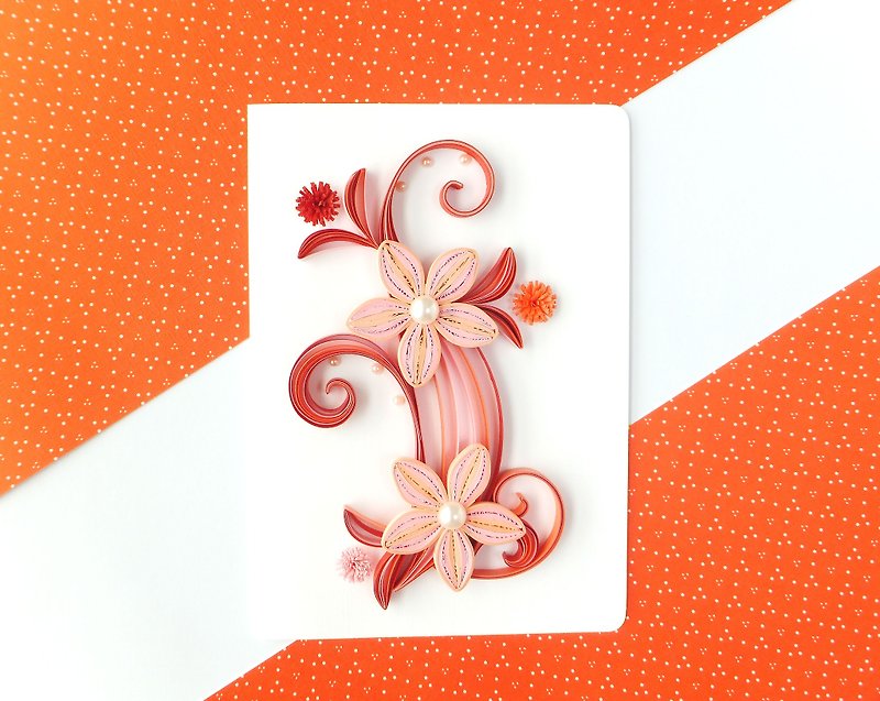 Hand made decorative cards-flower - Wedding Invitations - Paper Red
