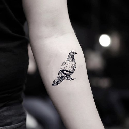 OhMyTat OhMyTat 鴿子雀鳥 Pigeon 刺青圖案紋身貼紙 (2 張)