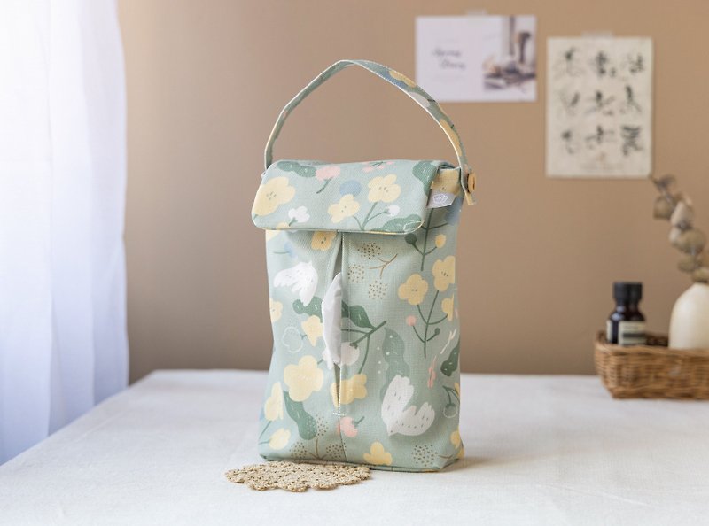 [Matcha Fuyuran-Hang toilet paper cover] Hanging and detachable/car use/camping - Tissue Boxes - Polyester Green