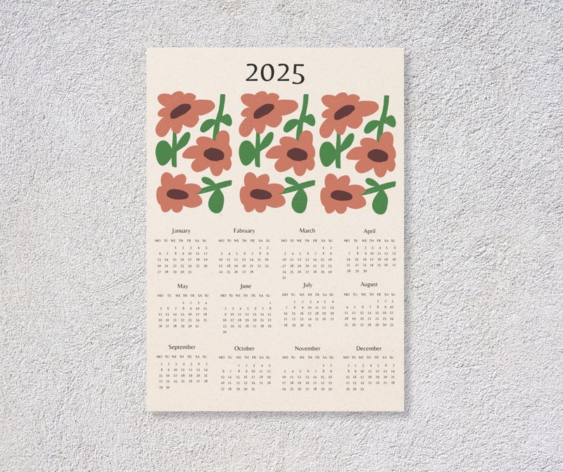 The Risograph Poster calendar 2025, 2025 printable calendar, calendar of 2025 - 電子似顏繪/繪畫/插畫 - 其他材質 