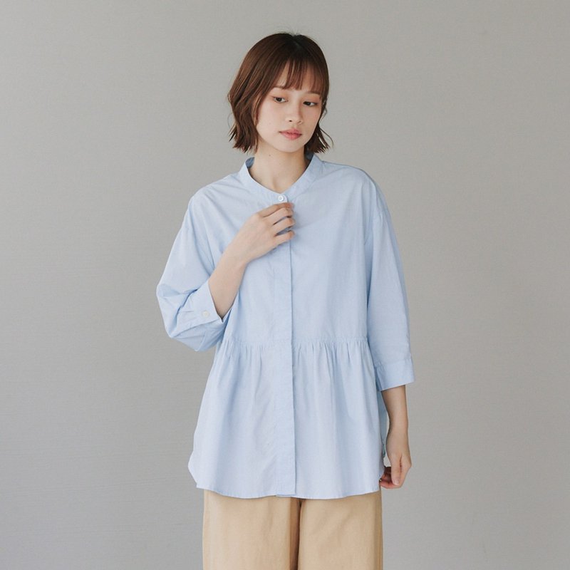 【Simply Yours】小裙擺天絲襯衫 藍F - 女襯衫 - 棉．麻 藍色