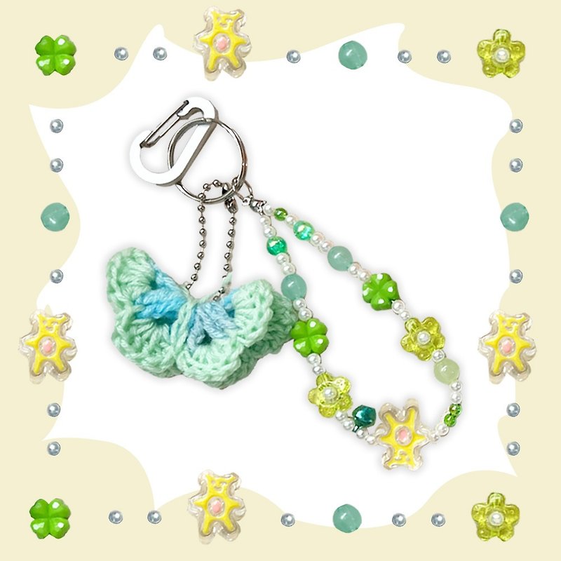 butterfly bead keychain Green tone - Charms - Plastic Green