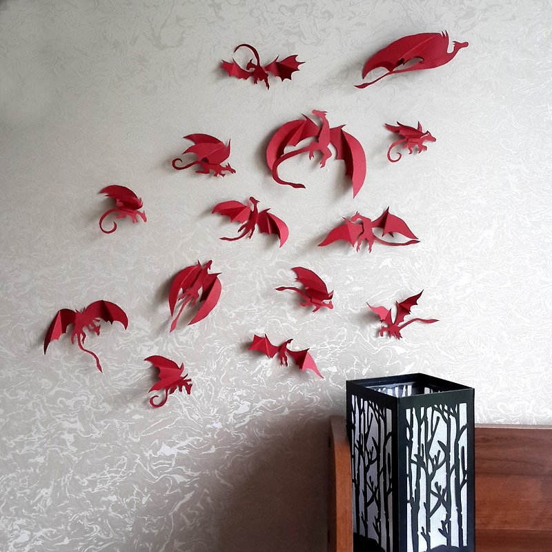 Game of Thrones Decor, 3D Dragon Wall Decal, Mother of Dragons - 牆貼/牆身裝飾 - 紙 