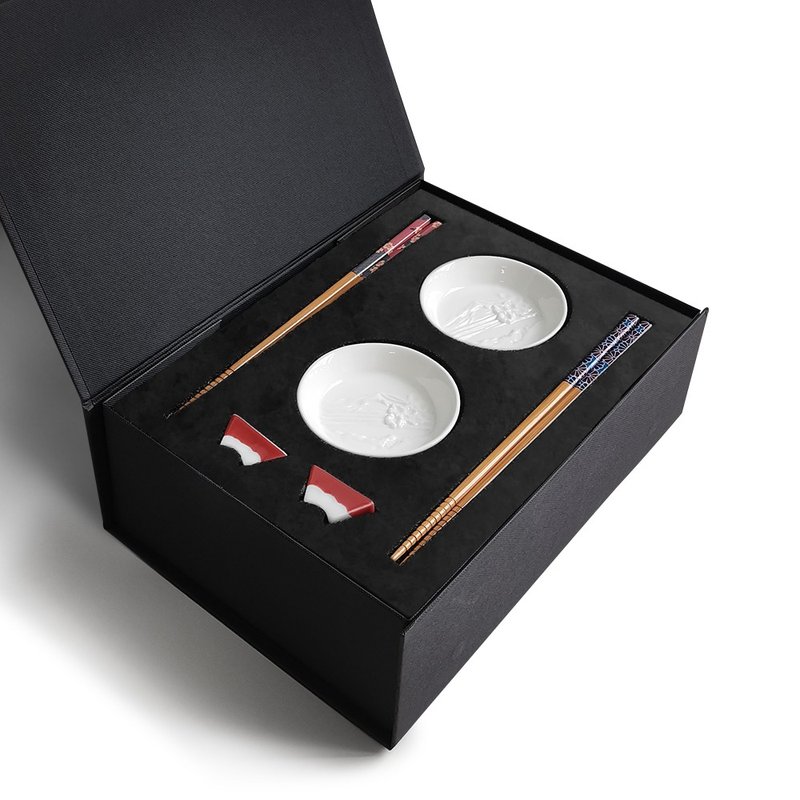 Japanese Mount Fuji Chopsticks and Tableware Gift Box丨Customized Gifts for Home Kitchen Gifts Chopstick Holder Soy Sauce Dish - Chopsticks - Porcelain 