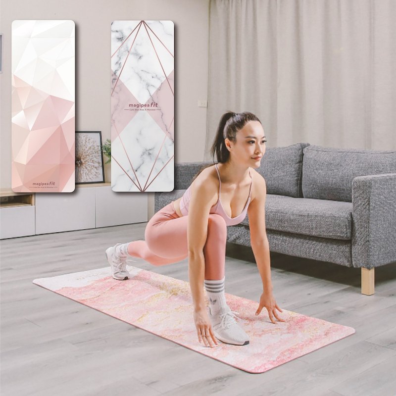 Meijipin [Yoga Series] 5mm PU high-quality beautiful yoga mat 185cm X 68cm oversized ruler - เสื่อโยคะ - วัสดุอื่นๆ สึชมพู