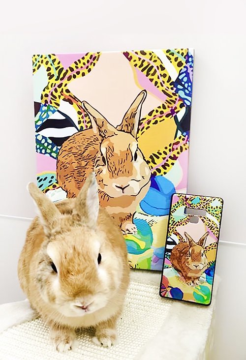 Drawme Wow 無框畫 加 手機殼 優惠套 客製化 寵物畫 藝術 似顏繪 兔子 肖像